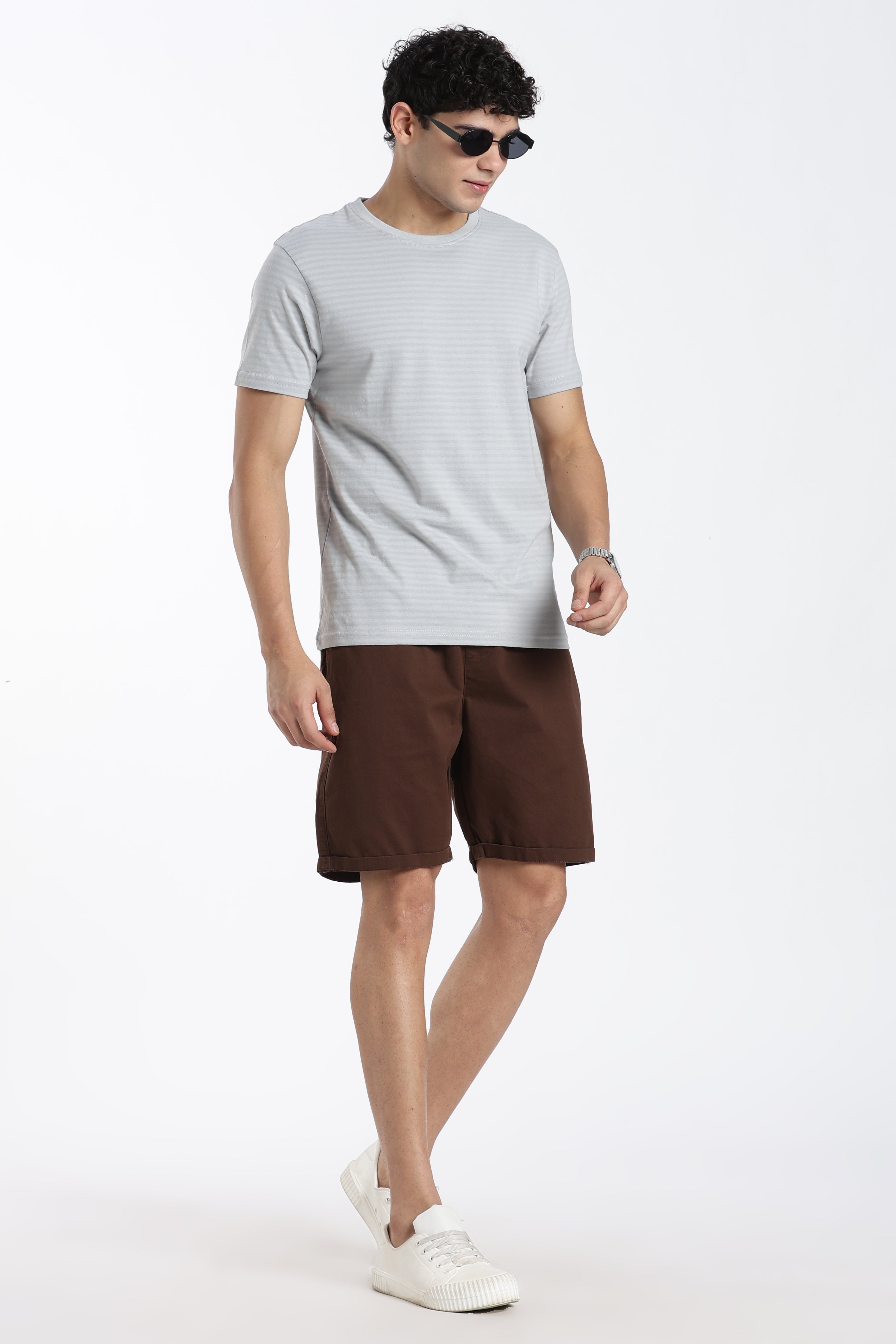 Blue Textured Regular Fit T-Shirt for Men - Image 6