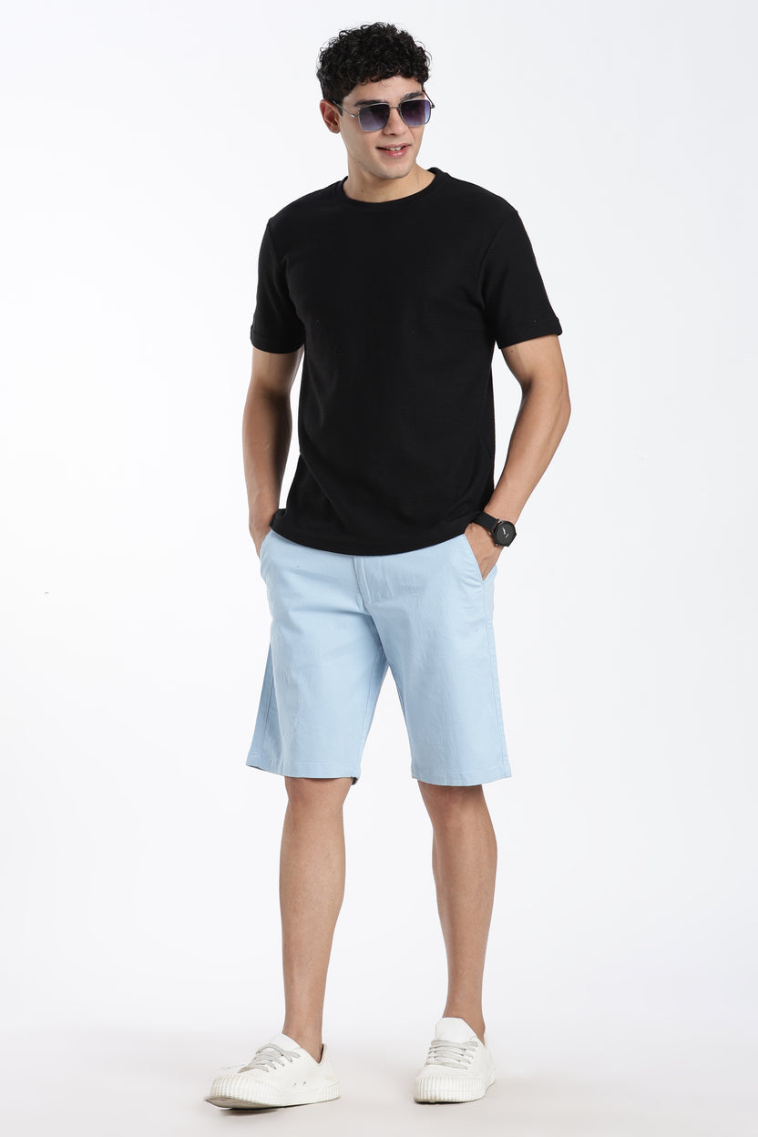 Black Textured Regular Fit T-Shirt For Men - Image 6