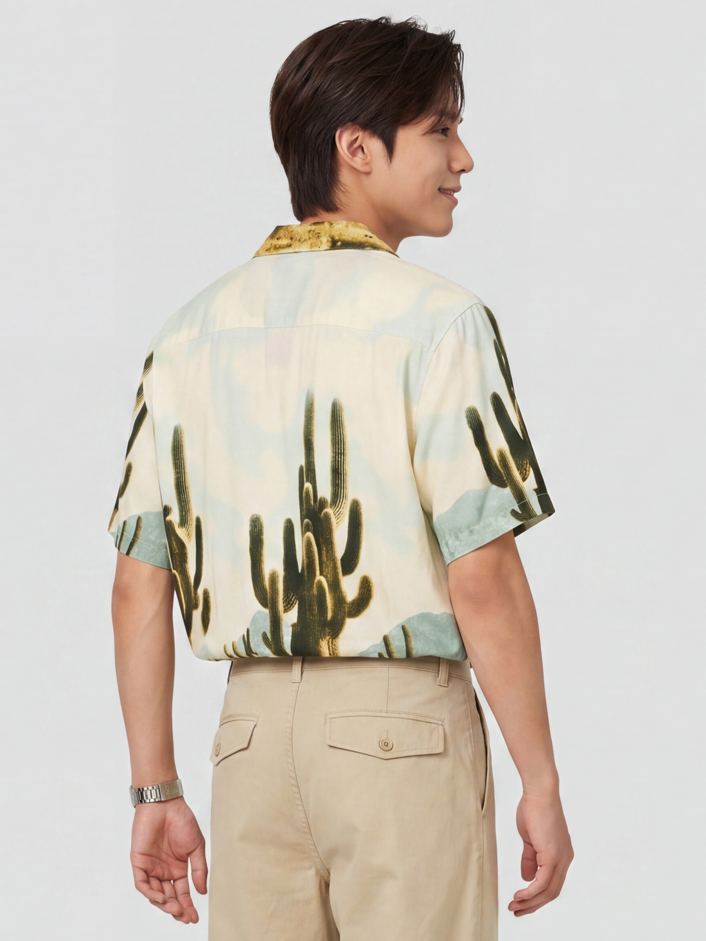 Beige Cactus Regular Fit Shirt for Men - Image 5
