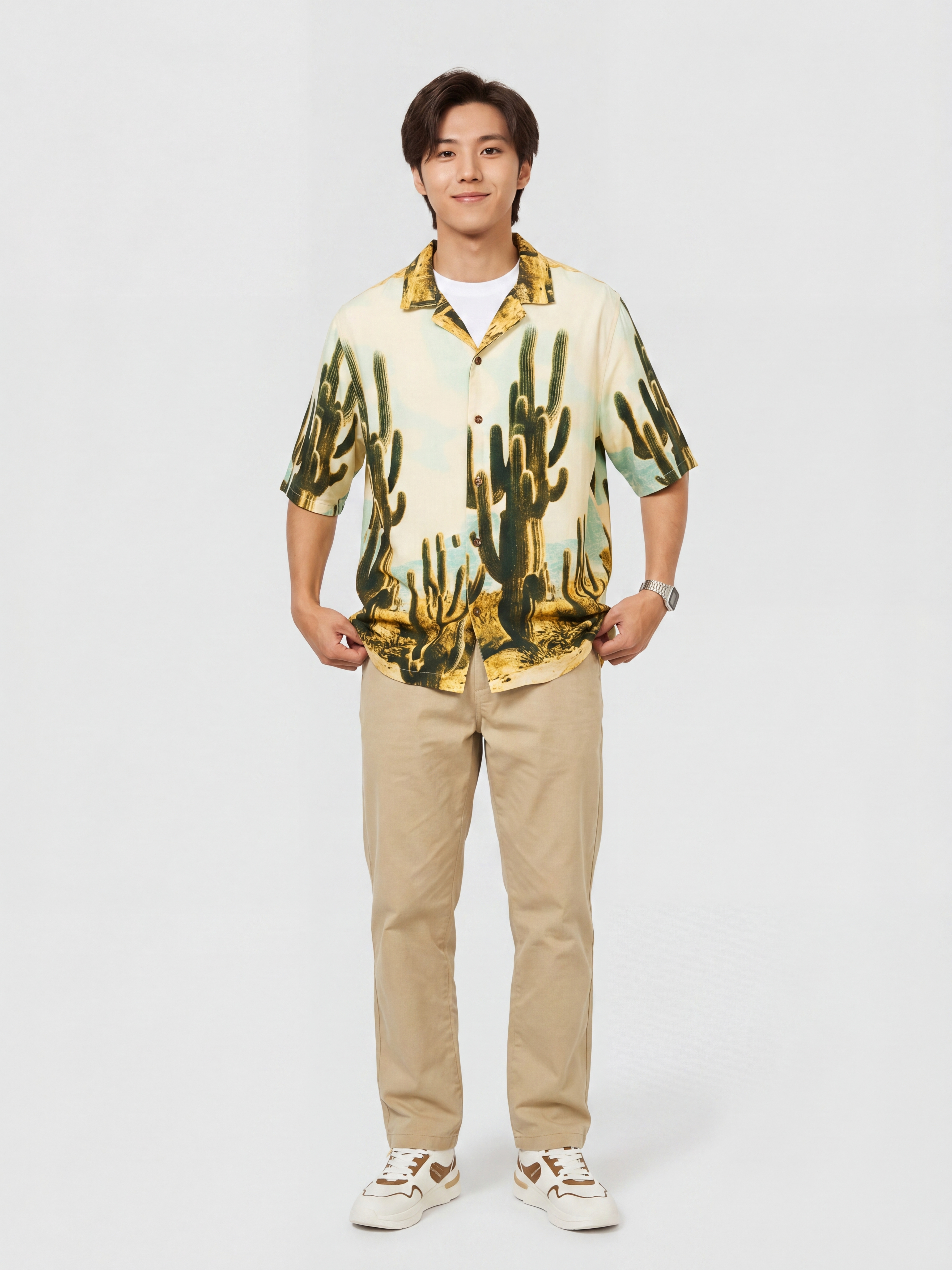 Beige Cactus Regular Fit Shirt for Men - Image 6