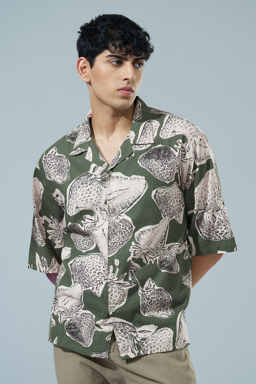 Green Printed Regular Fit Casual Shirt For Men - Image 2