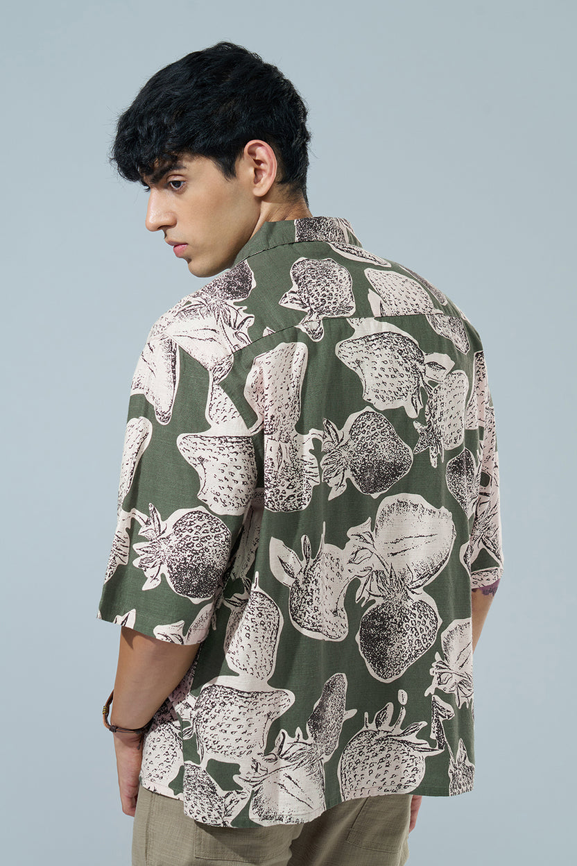 Green Printed Regular Fit Casual Shirt For Men - Image 5