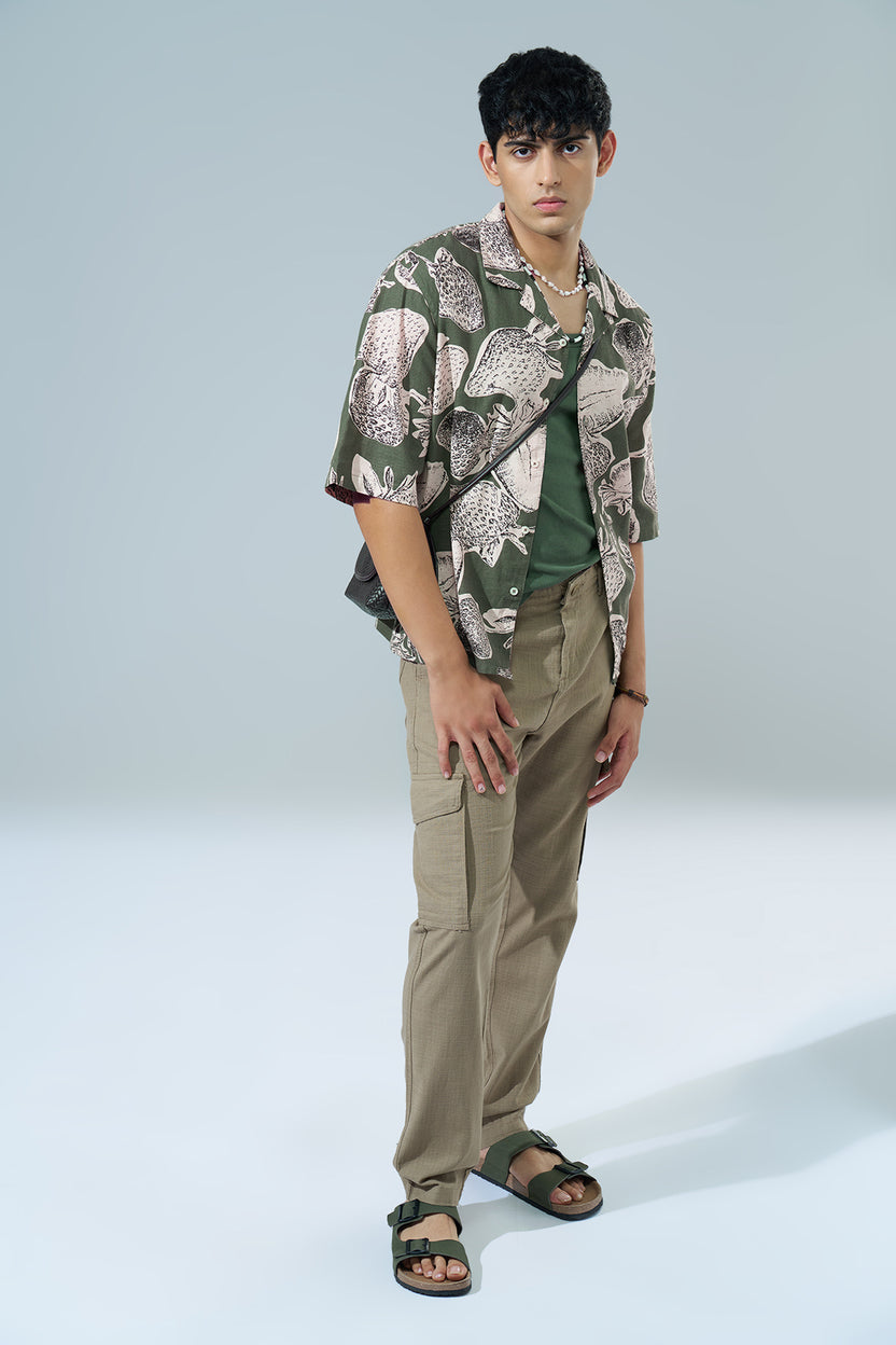 Green Printed Regular Fit Casual Shirt For Men - Image 6