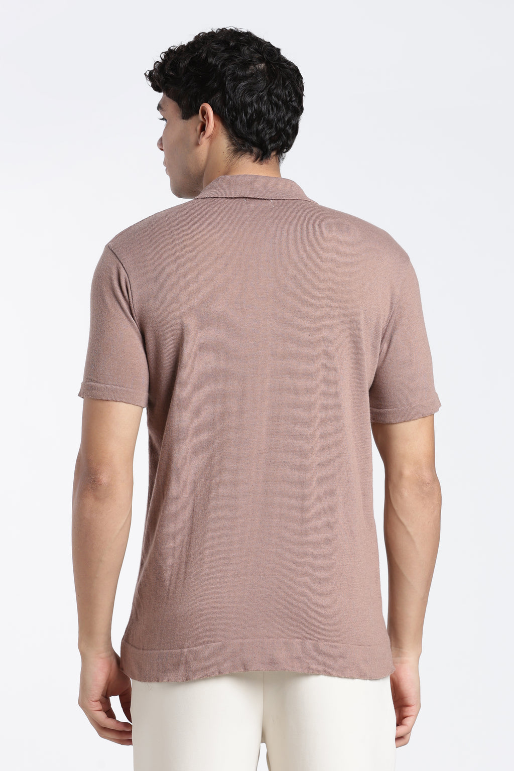 Pink Textured Regular Fit Polo T-Shirt for Men - Image 5