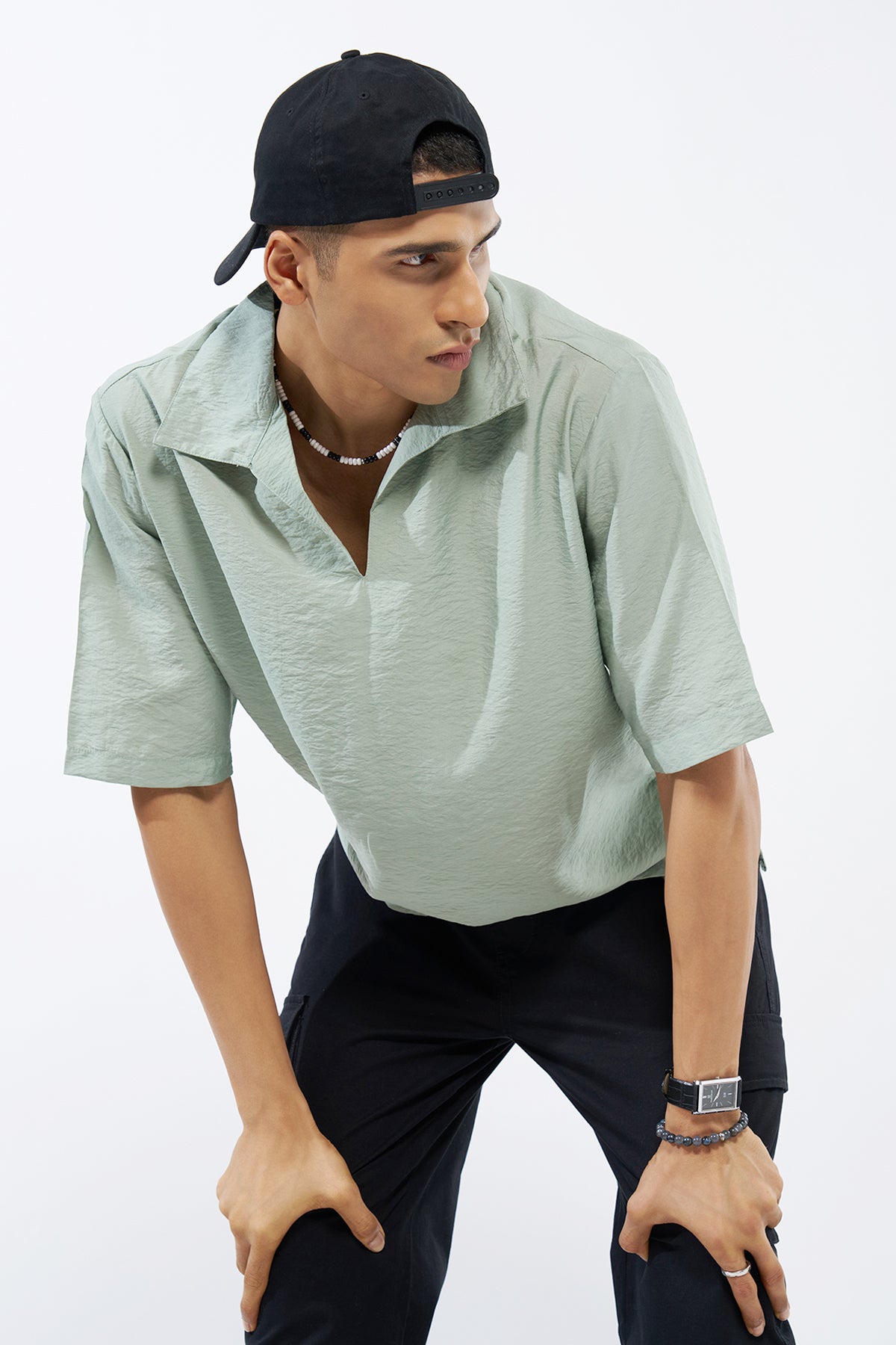 Green Solid Relaxed Fit T-Shirt for Men - Image 1
