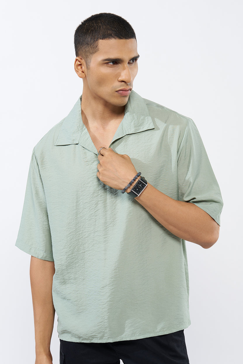 Green Solid Relaxed Fit T-Shirt for Men - Image 2