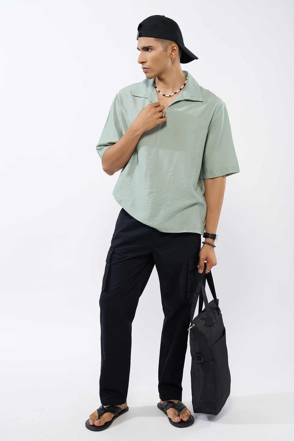Green Solid Relaxed Fit T-Shirt for Men - Image 6
