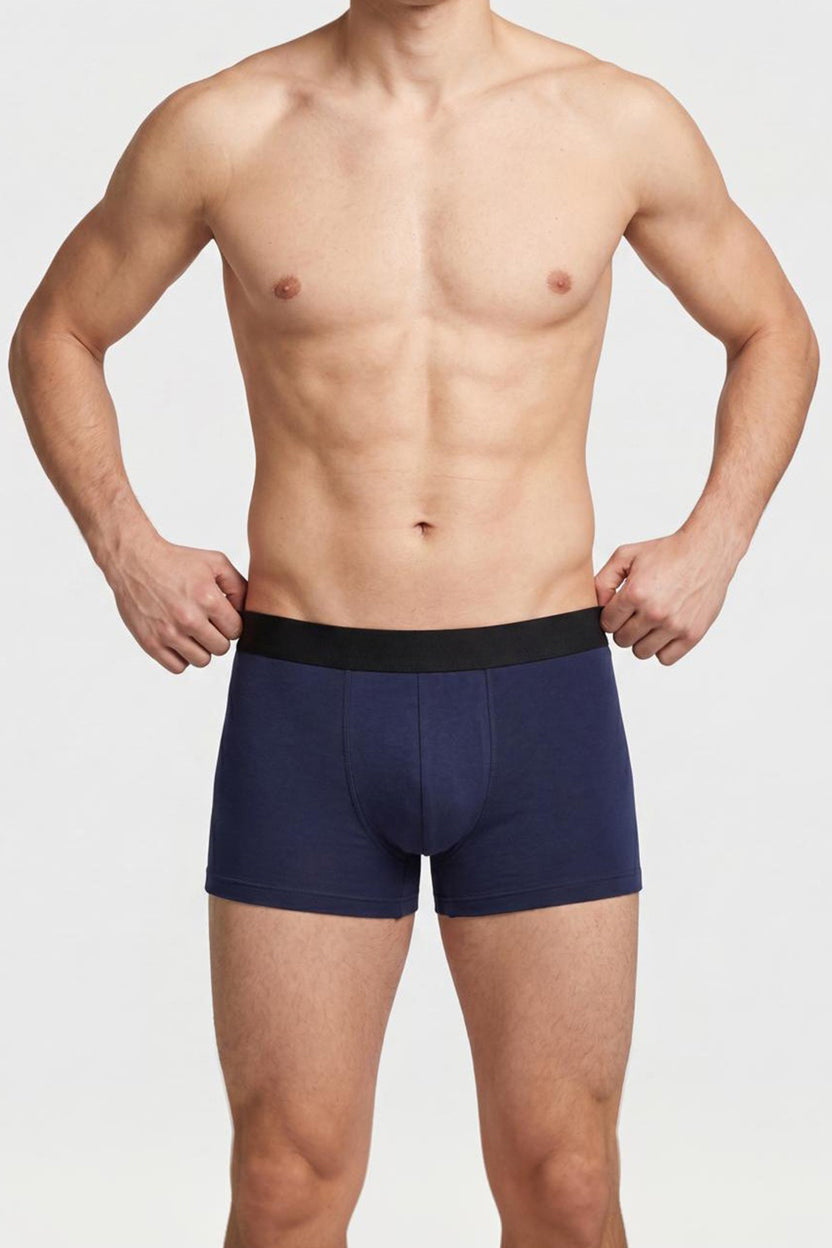 Black Solid Cotton Elastane Pack of 2 Trunks for Men - Image 2