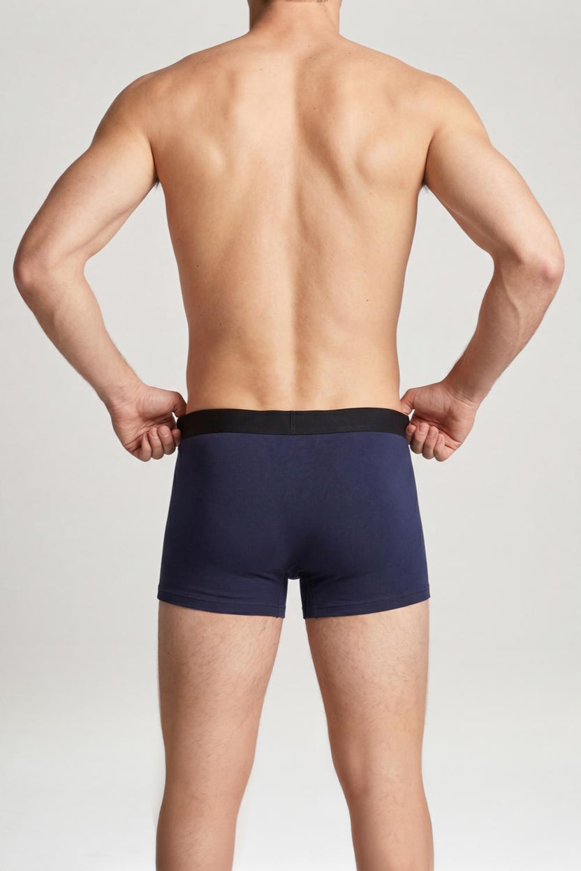 Black Solid Cotton Elastane Pack of 2 Trunks for Men - Image 4