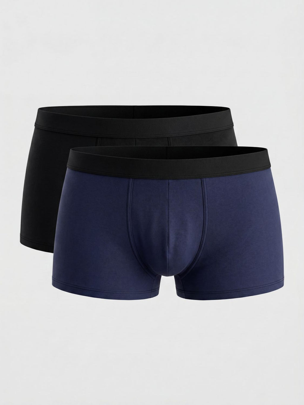 Black Solid Cotton Elastane Pack of 2 Trunks for Men - Image 6