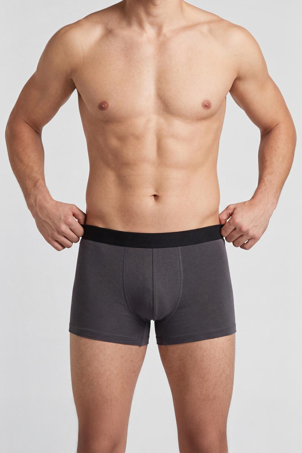 Charcoal and Black Solid Cotton Blend Pack of 2 Trunks for Men - Image 2
