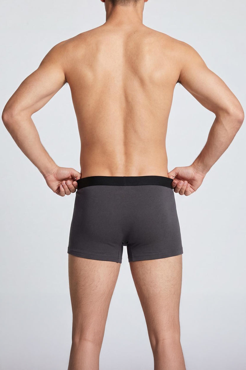 Charcoal and Black Solid Cotton Blend Pack of 2 Trunks for Men - Image 4