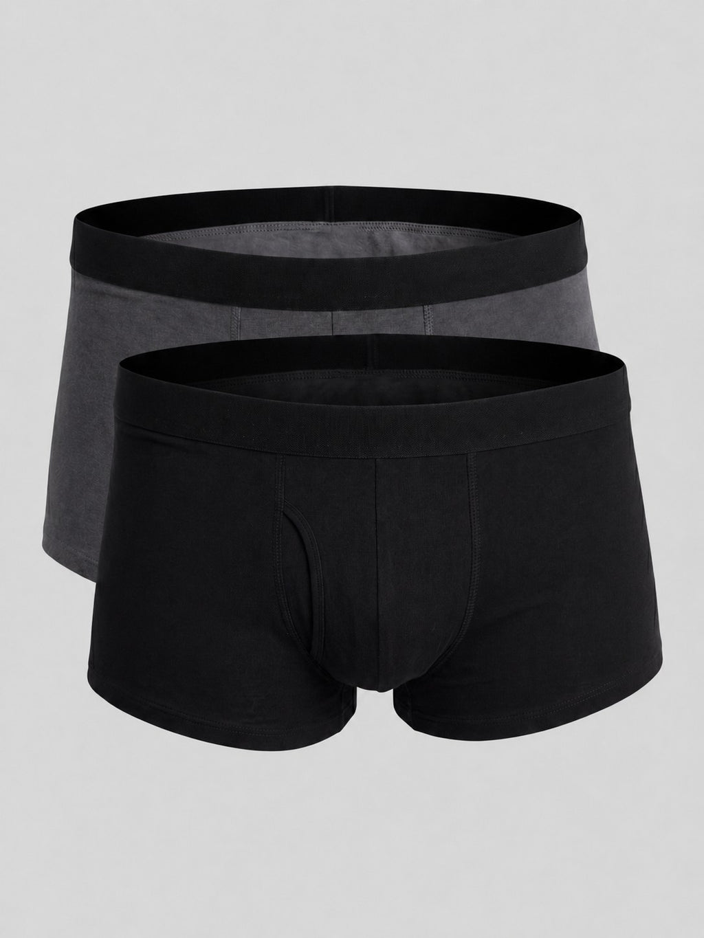 Charcoal and Black Solid Cotton Blend Pack of 2 Trunks for Men - Image 5