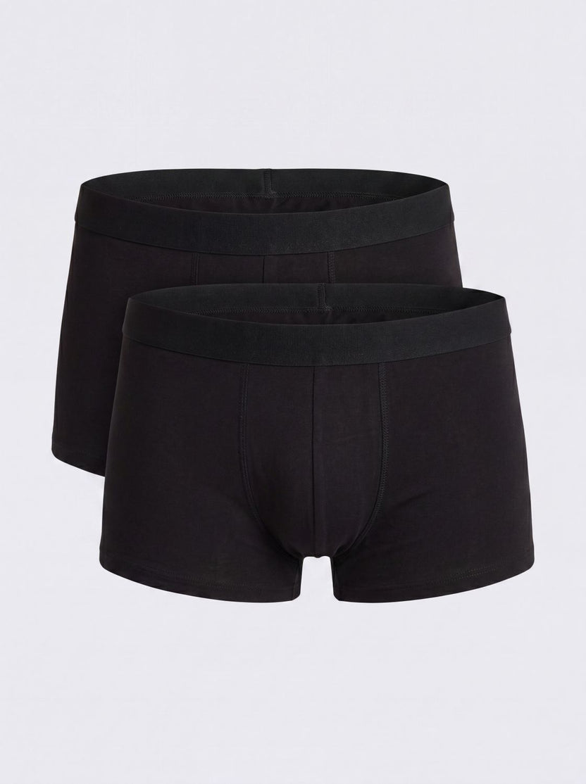 Black Mid Rise Regular Fit Pack fo 2 Trunks For Men - Image 5