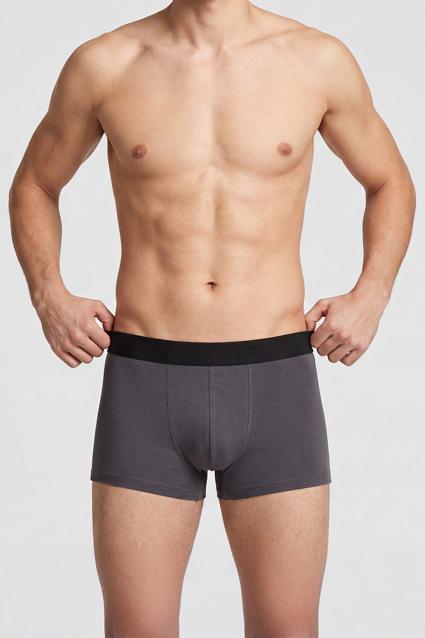 Charcoal Mid Rise Regular Fit Pack of 2 Trunks for Men - Image 2