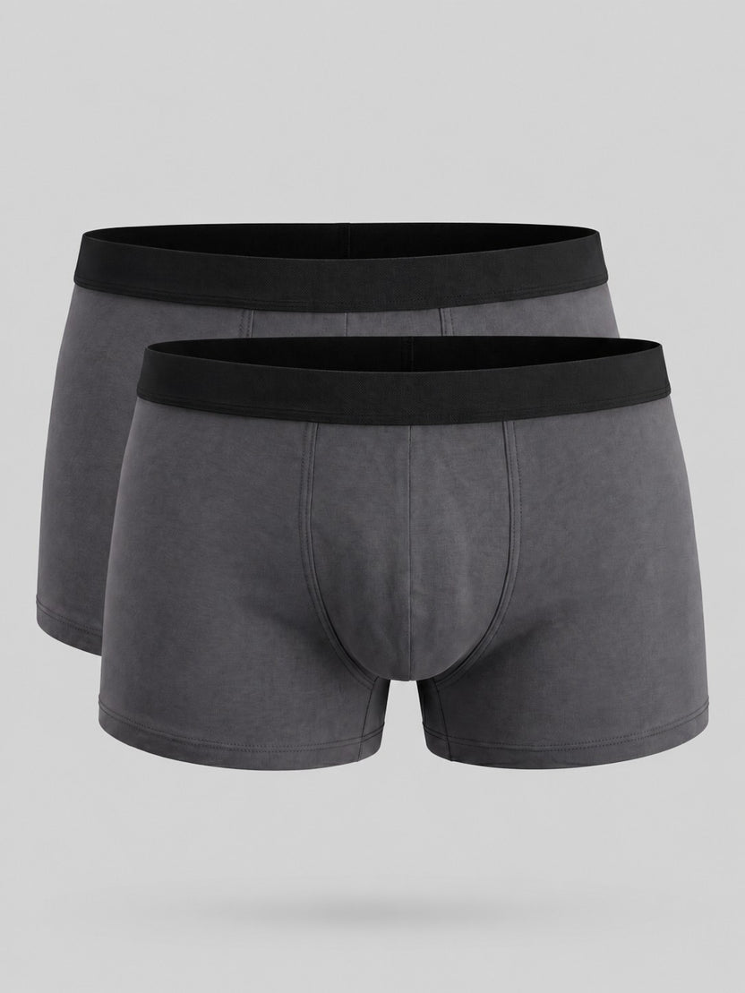 Charcoal Mid Rise Regular Fit Pack of 2 Trunks for Men - Image 5