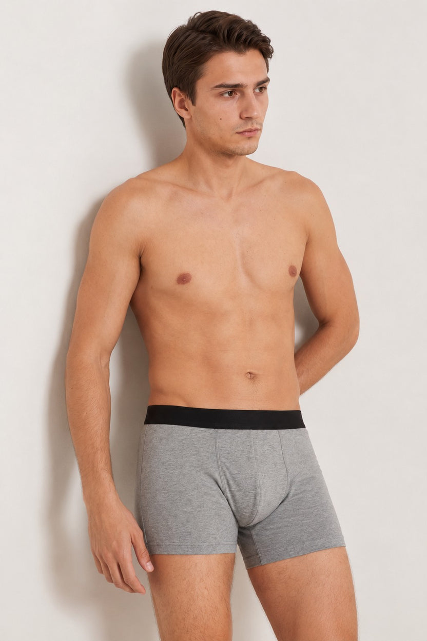 Grey Solid Regular Fit Pack of 2 Trunks for Men - Image 1