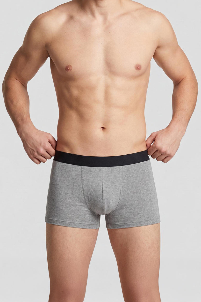 Grey Solid Regular Fit Pack of 2 Trunks for Men - Image 4