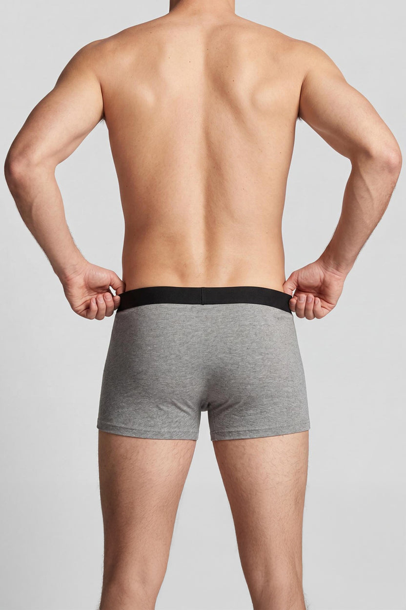 Grey Solid Regular Fit Pack of 2 Trunks for Men - Image 5