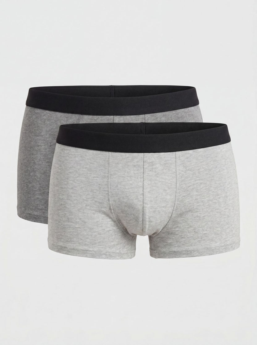 Grey Mid Rise Regular Fit Pack of 2 Trunks for Men - Image 5