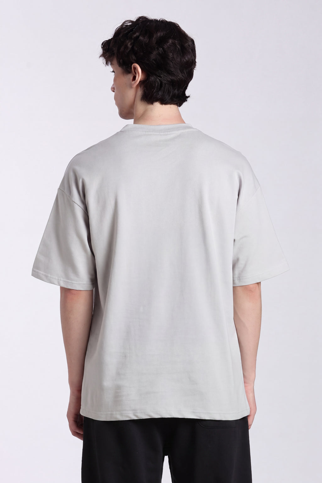 Light Grey Graphic Oversized Fit T-Shirt for Men - Image 5