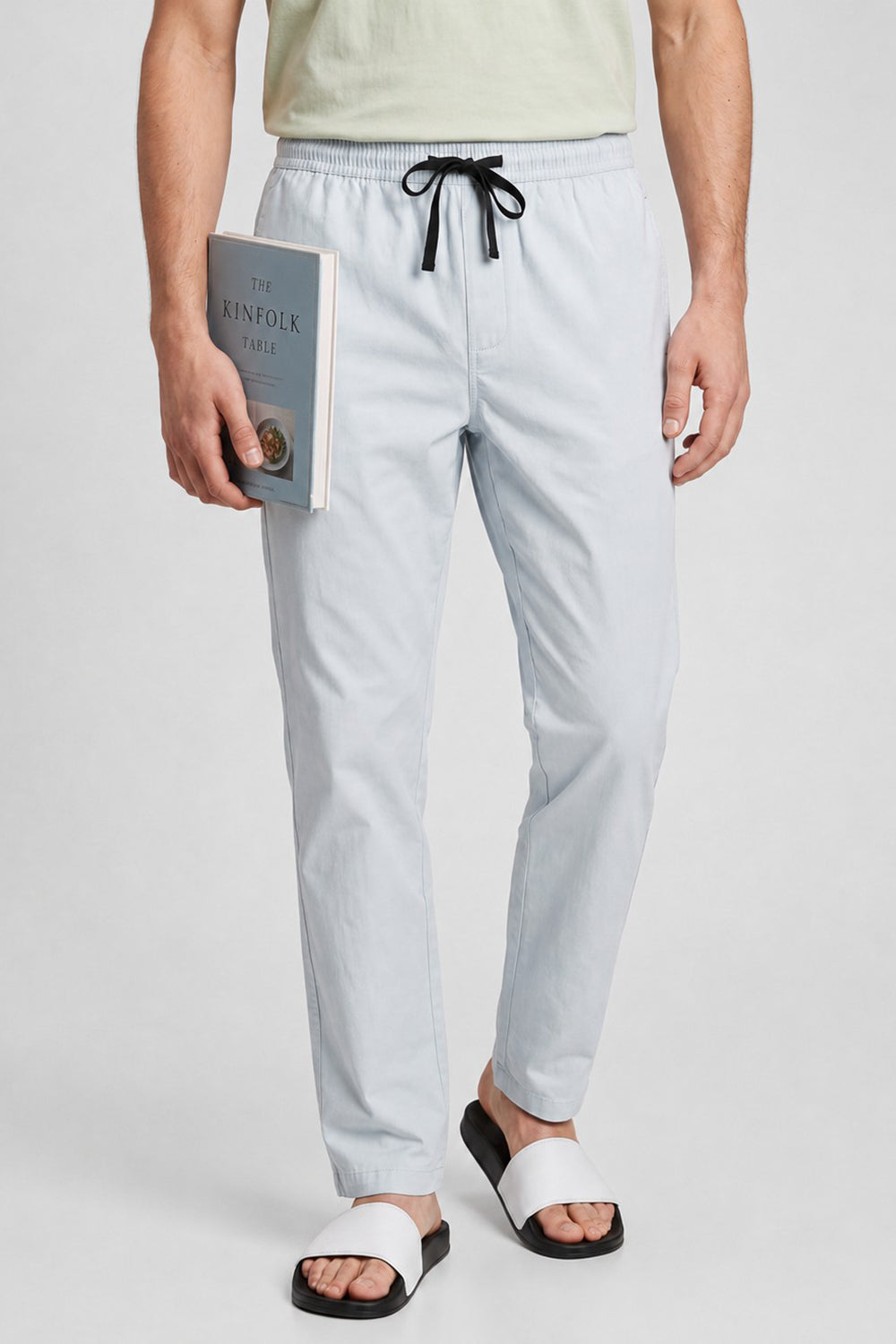 Light Blue Solid Regular Fit Pyjama for Men - Image 1