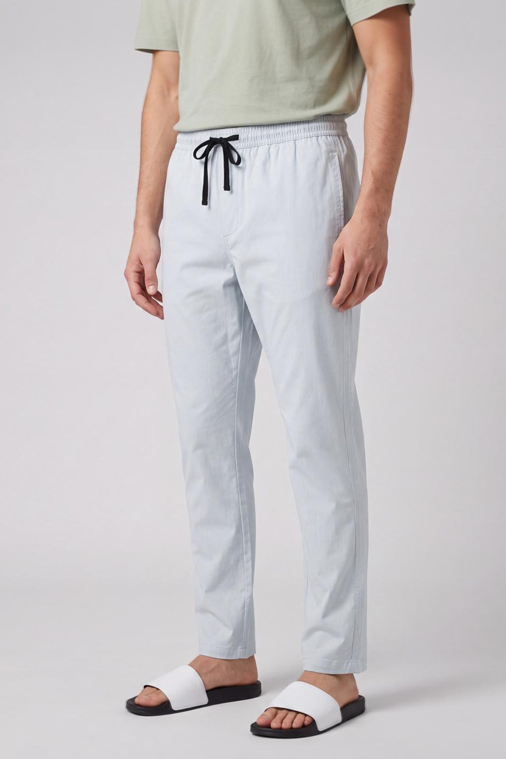 Light Blue Solid Regular Fit Pyjama for Men - Image 4