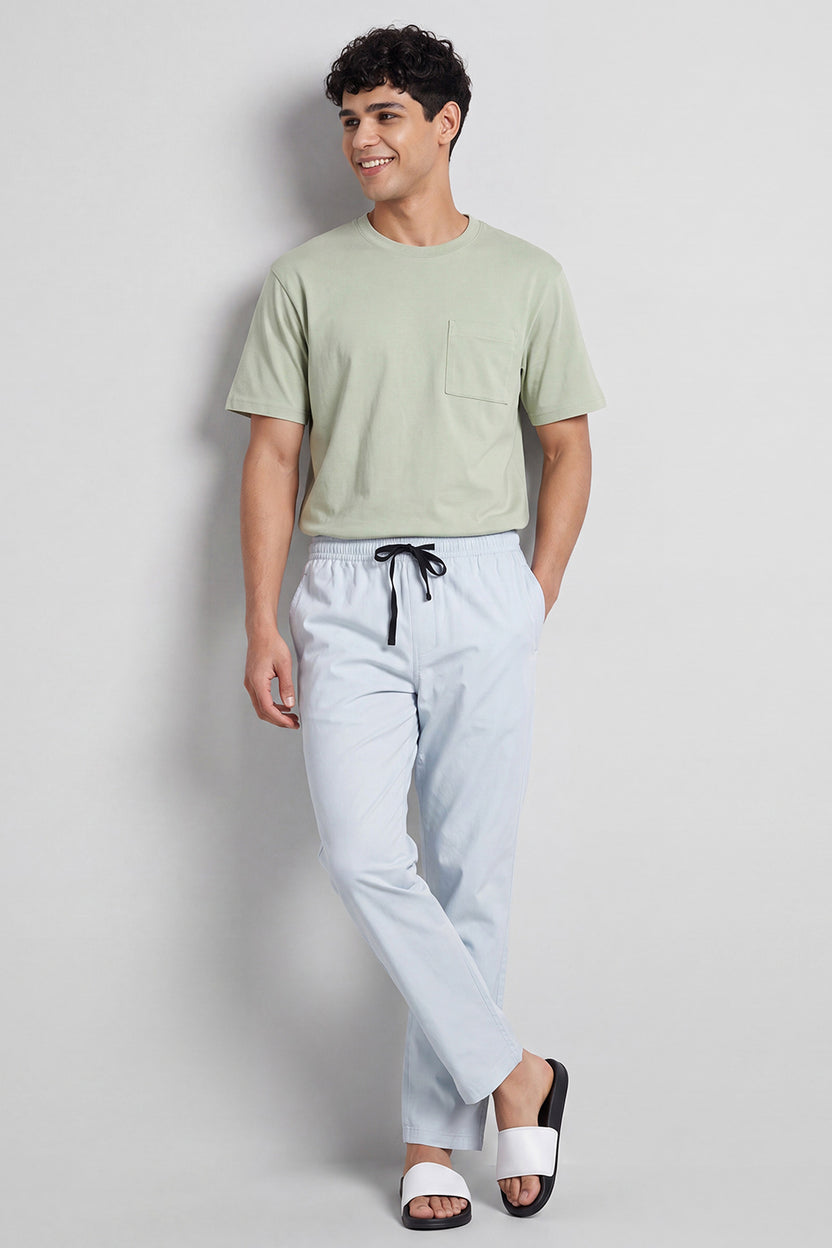 Light Blue Solid Regular Fit Pyjama for Men - Image 6