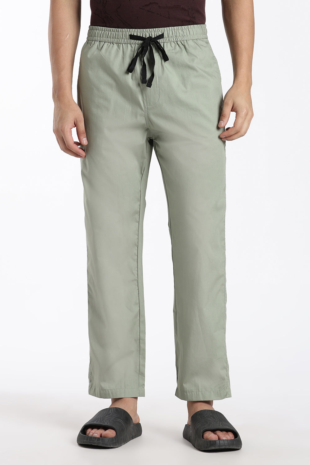 Green Solid Drawstring Pyjama for Men - Image 2