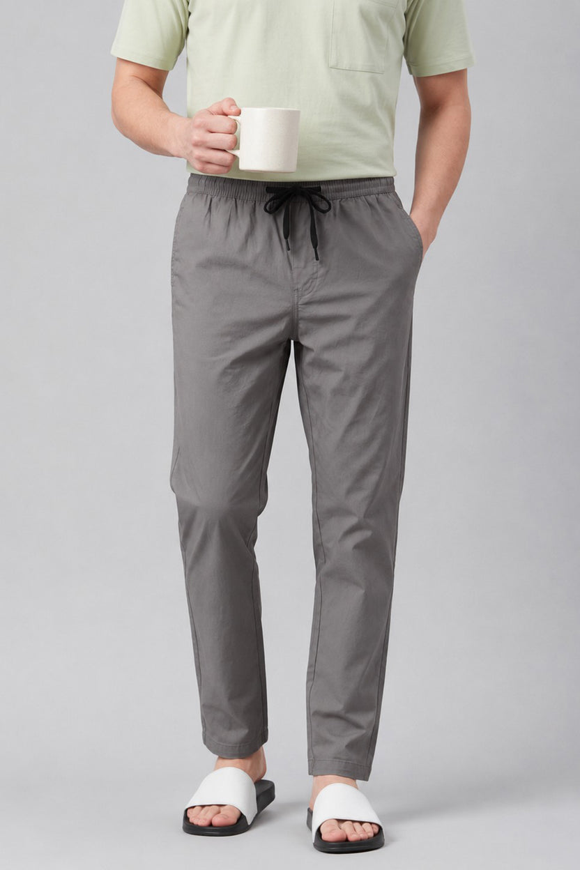 Grey Solid Regular Fit Pyjama - Image 1