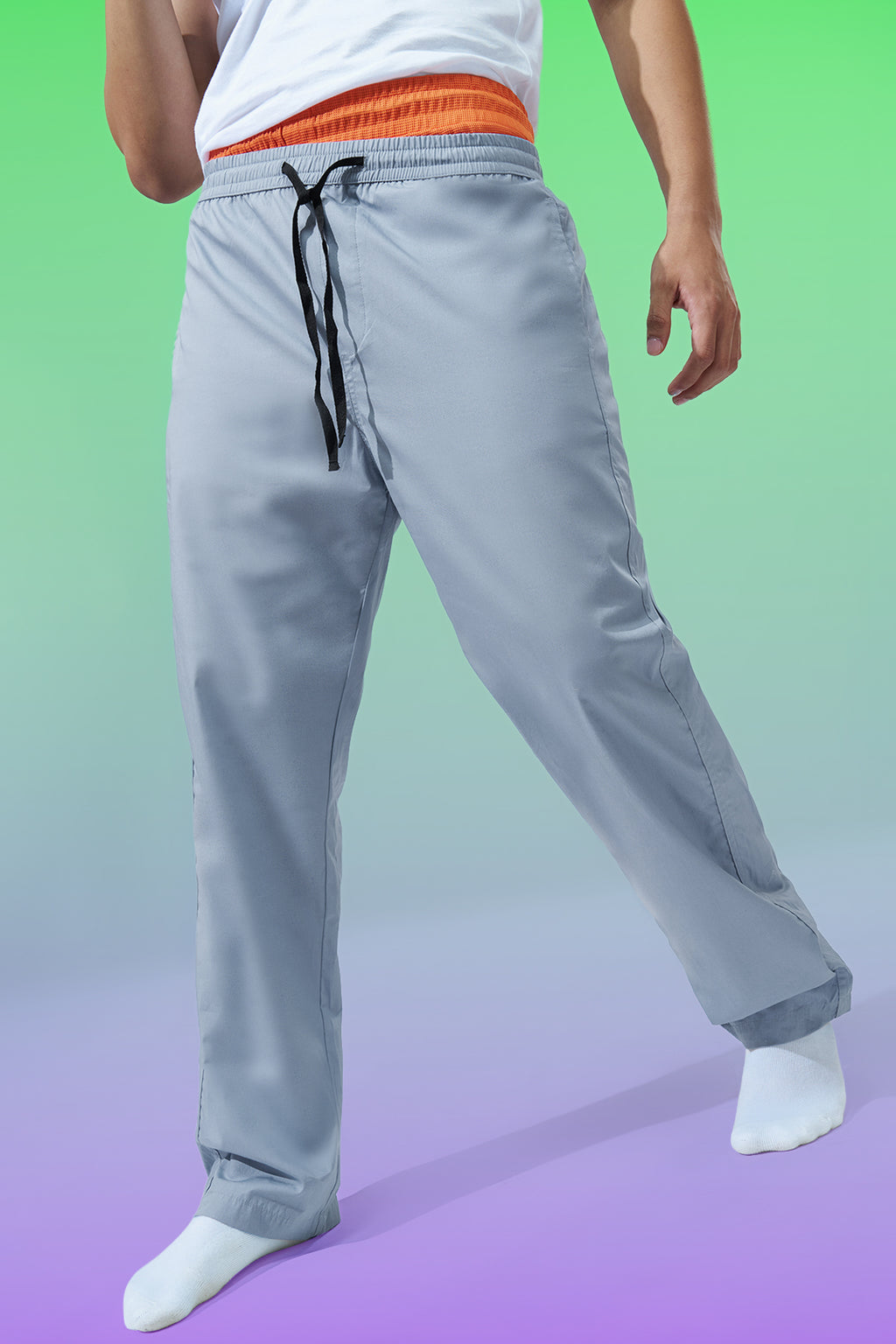 Light Blue Solid Regular Fit Pyjamas for Men - Image 1