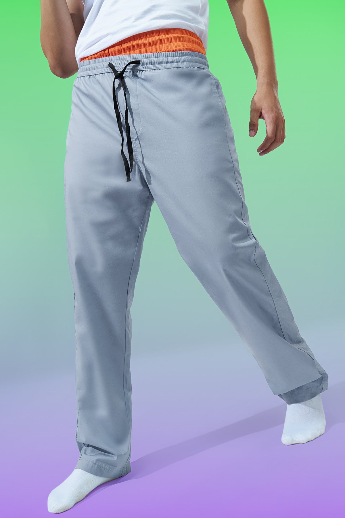 Light Blue Solid Regular Fit Pyjamas for Men - Image 1