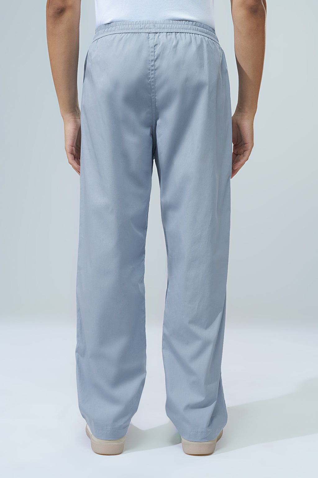 Light Blue Solid Regular Fit Pyjamas for Men - Image 5
