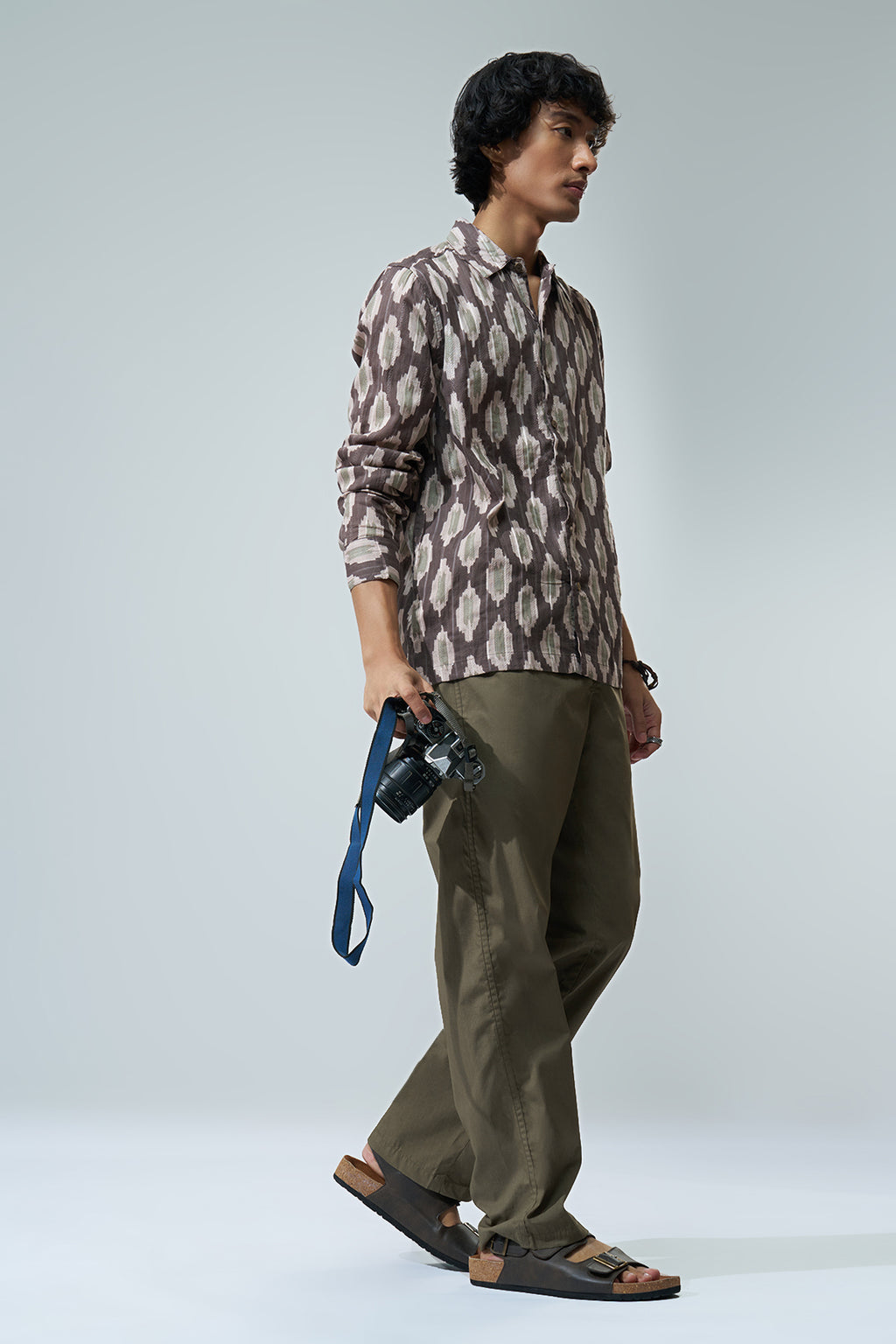 Olive Solid Regular Fit Casual Trouser for Men - Image 6