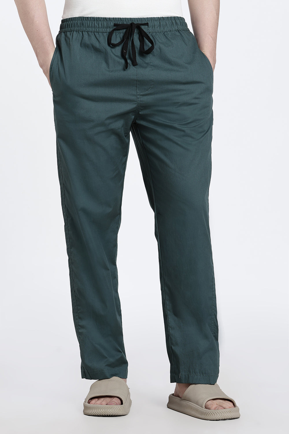 Teal Solid Regular Fit Pyjama for Men - Image 2