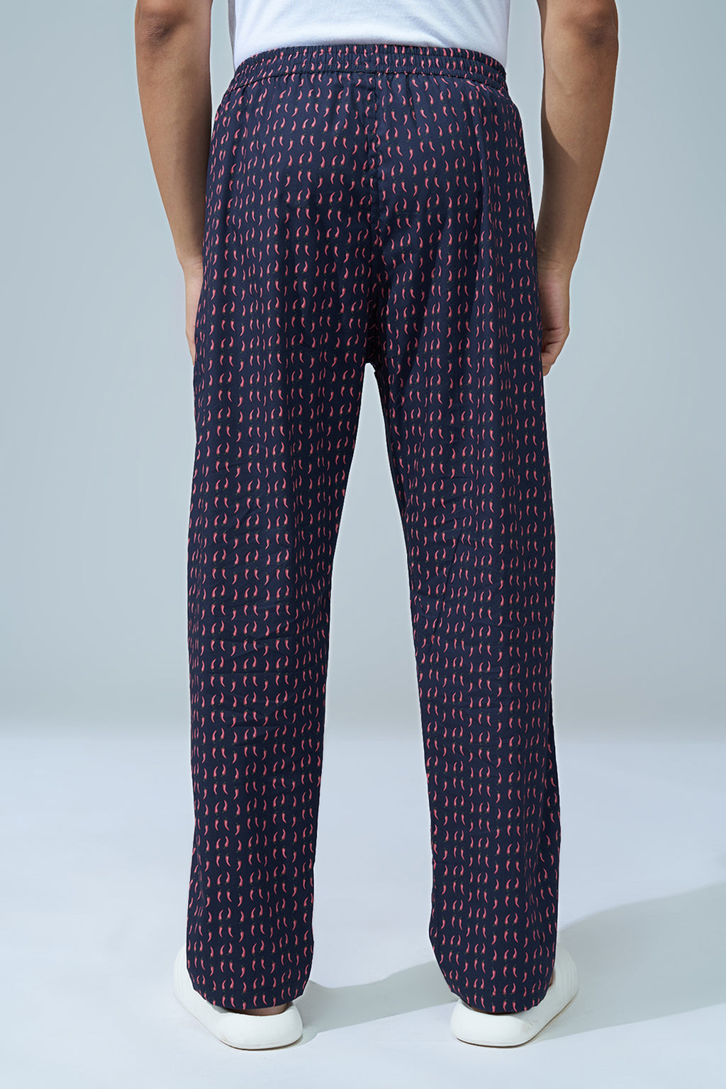 Navy Printed Regular Fit Pyjamas for Men - Image 5