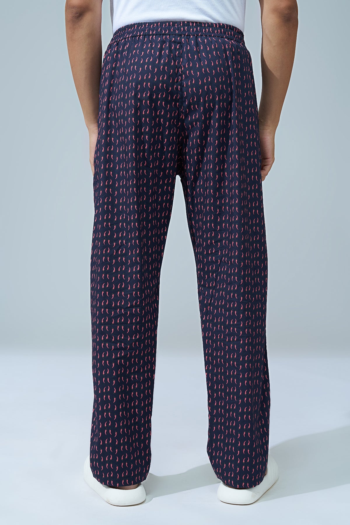 Navy Printed Regular Fit Pyjamas for Men - Image 5