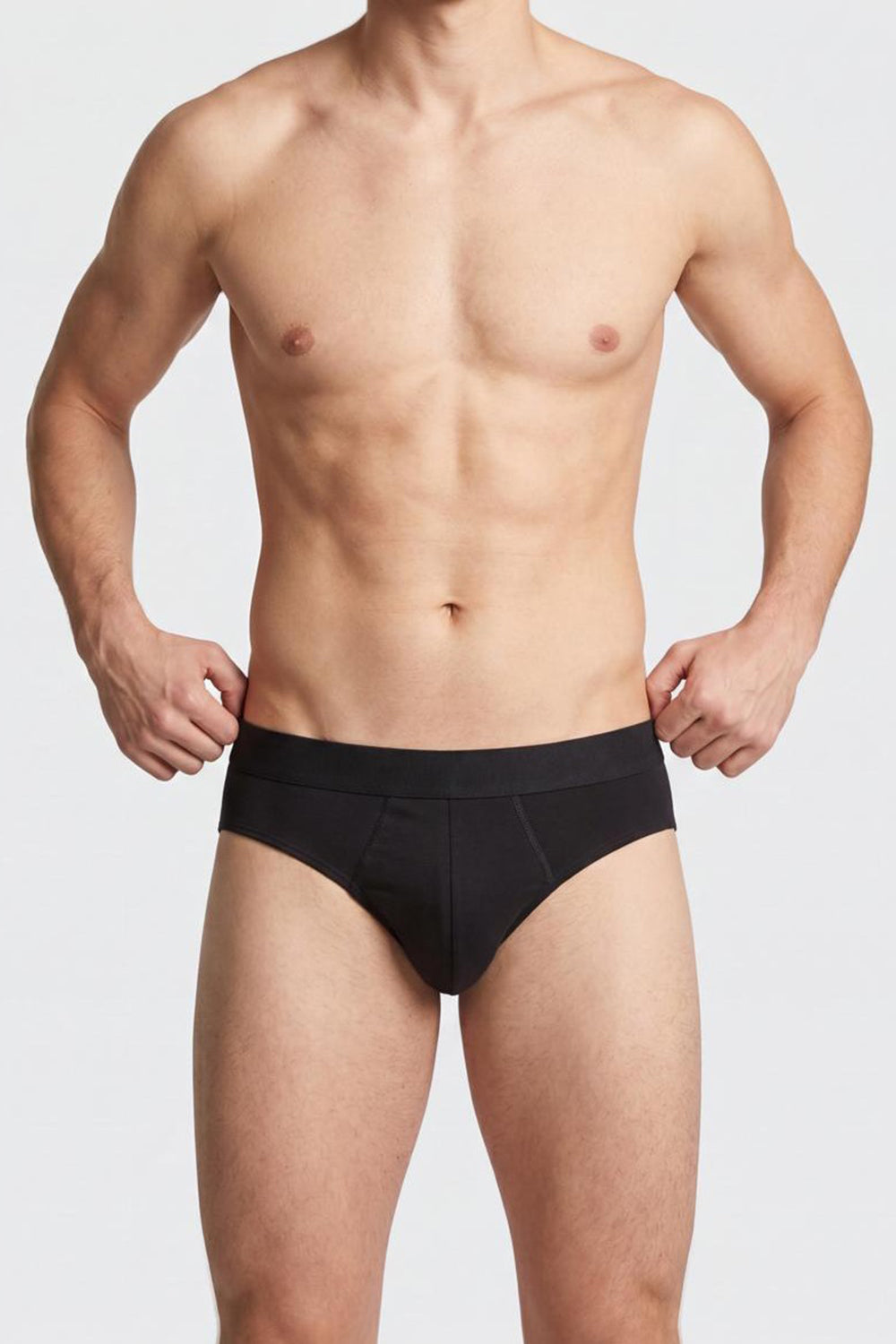 Black Solid Cotton Regular Fit Brief for Men - Image 2