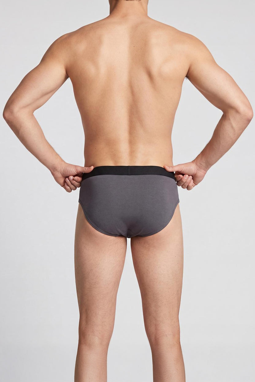 Charcoal Solid Regular Fit Brief for Men - Image 4