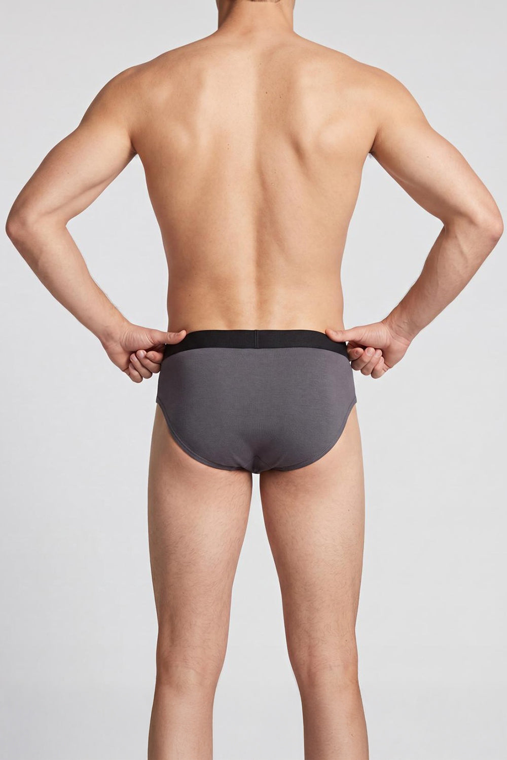 Charcoal Solid Regular Fit Brief for Men - Image 4