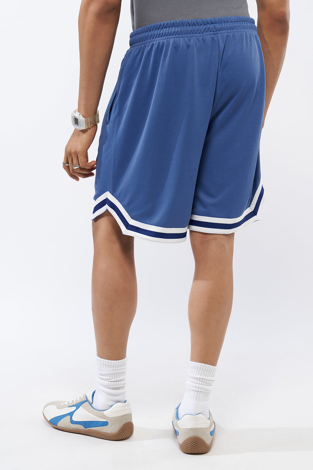 Blue Solid Regular Fit Shorts for Men - Image 5