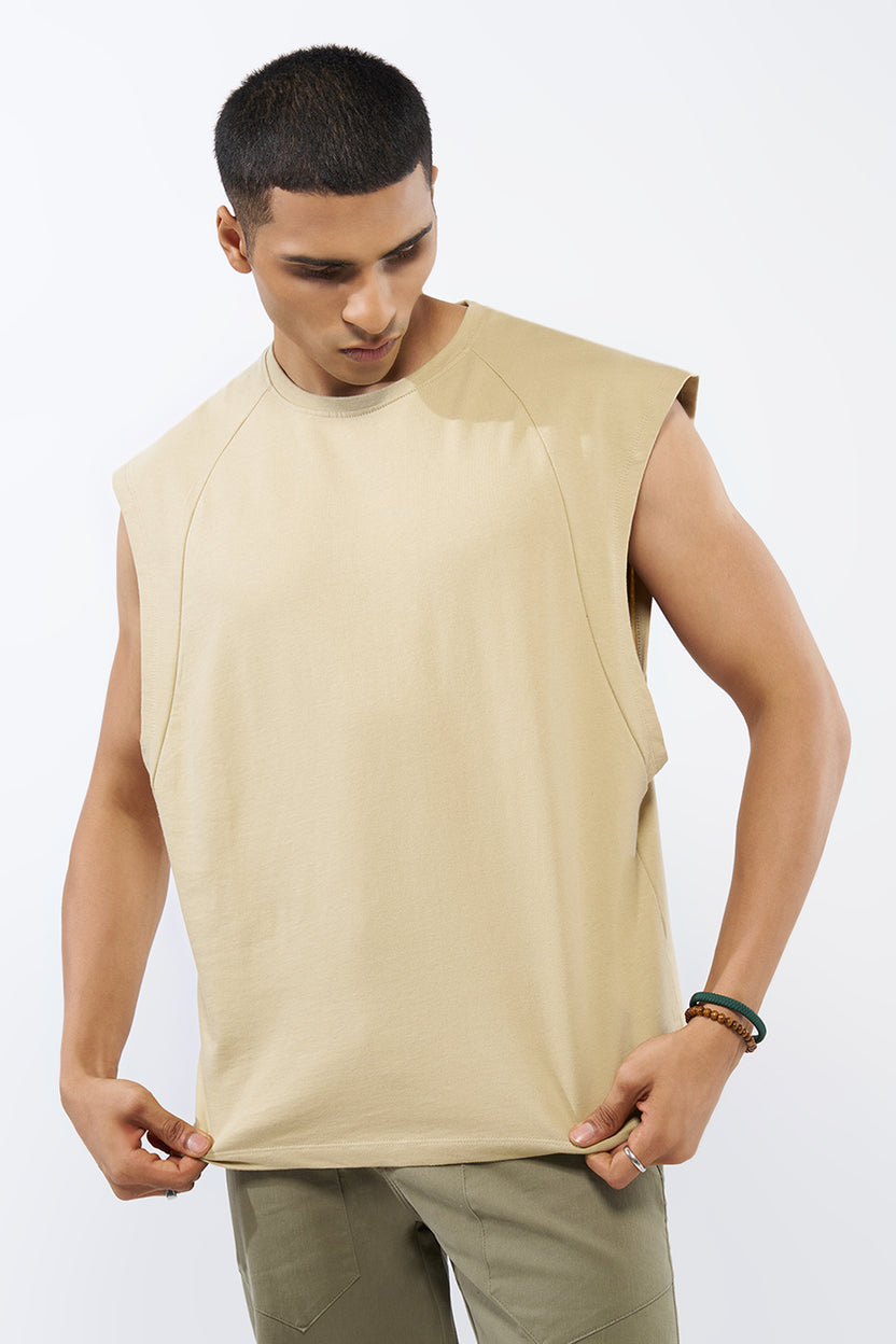 Khaki Solid Regular Fit T-Shirt for Men - Image 2