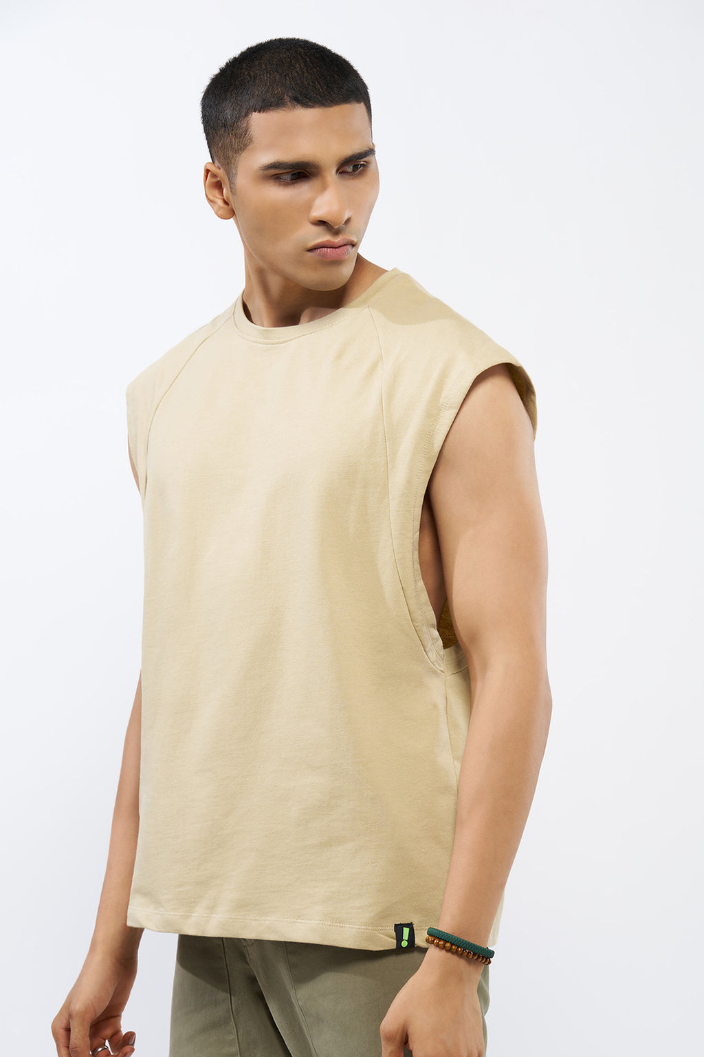 Khaki Solid Regular Fit T-Shirt for Men - Image 4