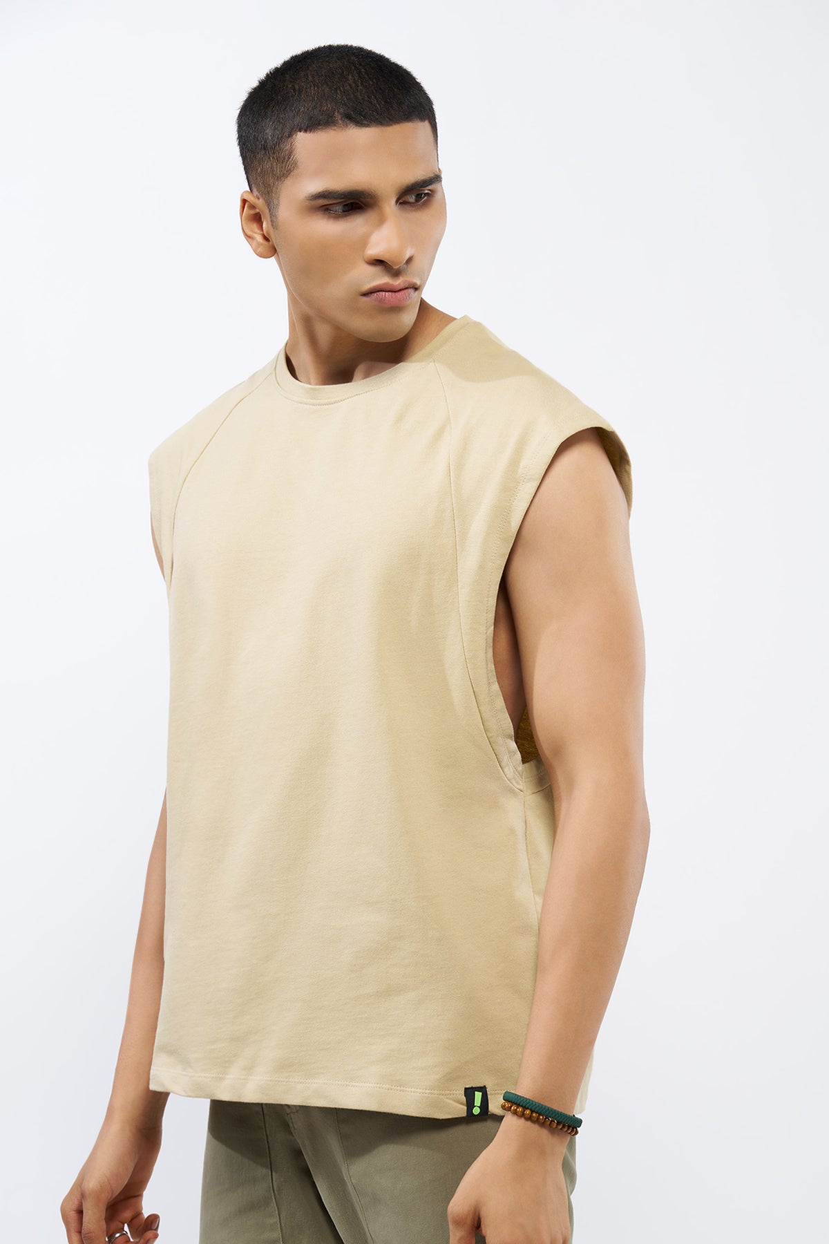 Khaki Solid Regular Fit T-Shirt for Men - Image 4