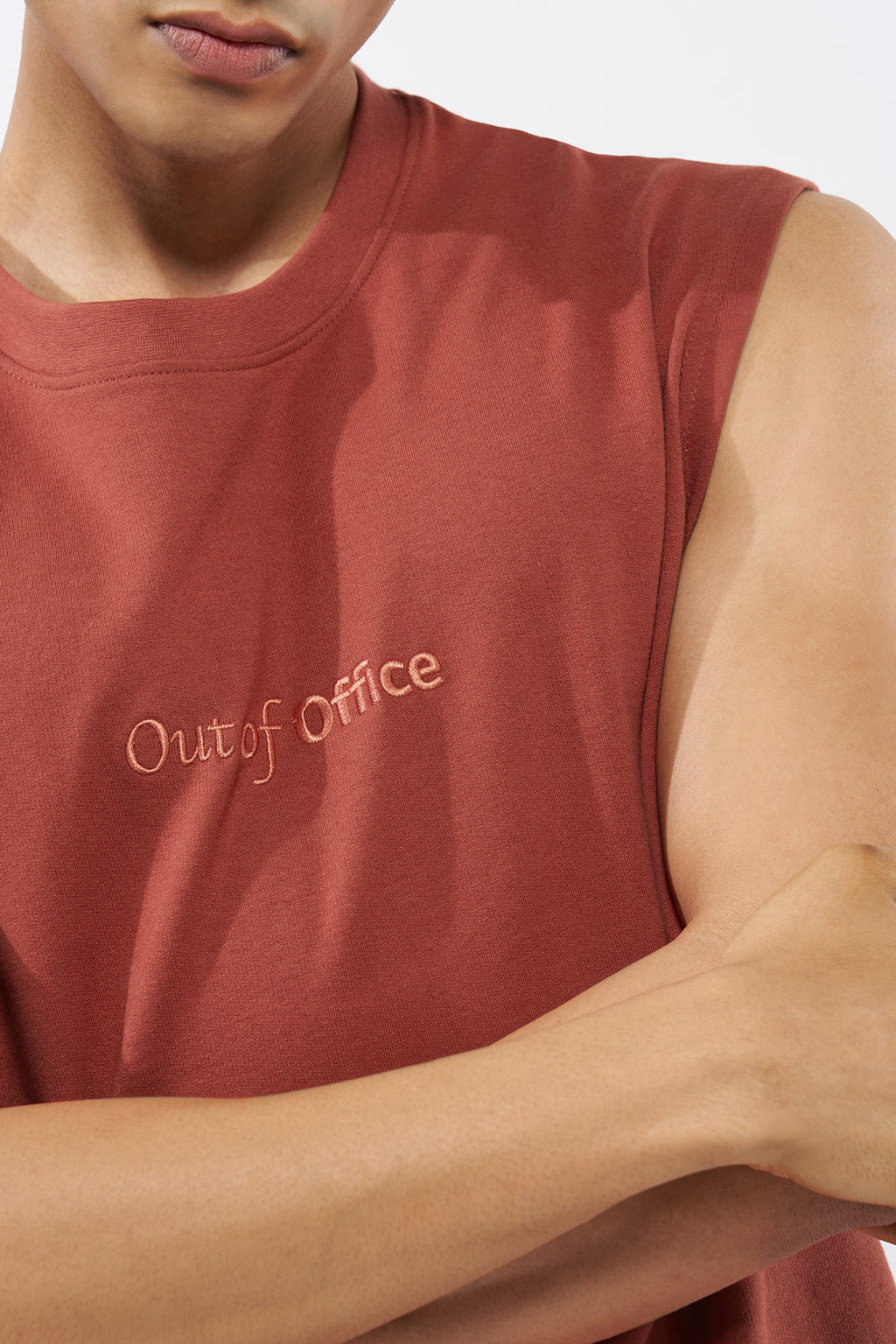 Red Embroidered Regular Fit T-Shirt for Men - Image 3
