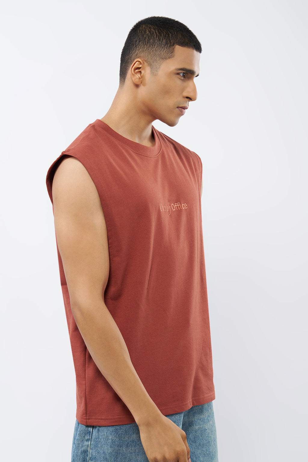 Red Embroidered Regular Fit T-Shirt for Men - Image 4