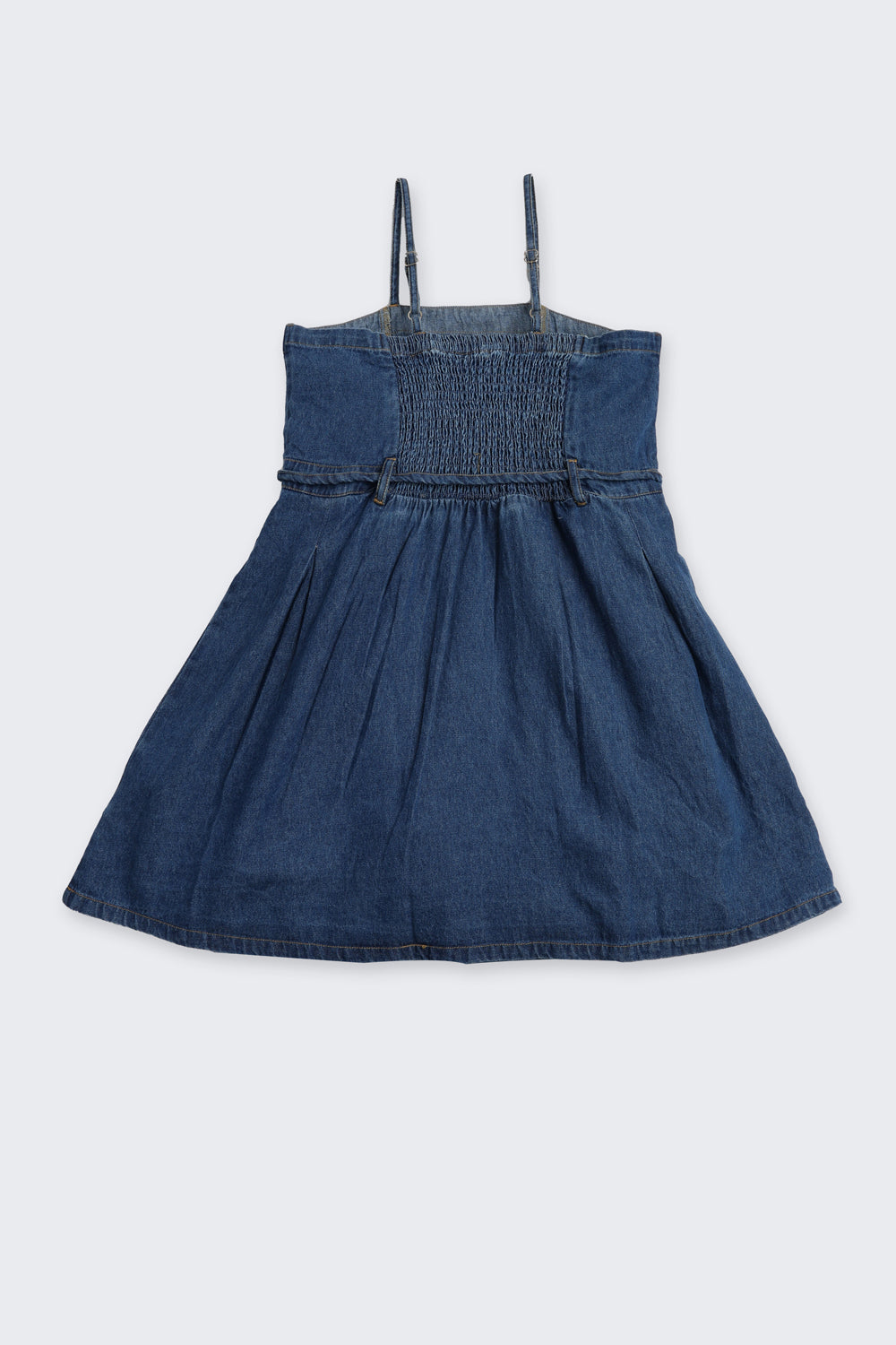 Navy Solid Regular Fit Denim Dress With T-Shirt for Tweens Girls - Image 5