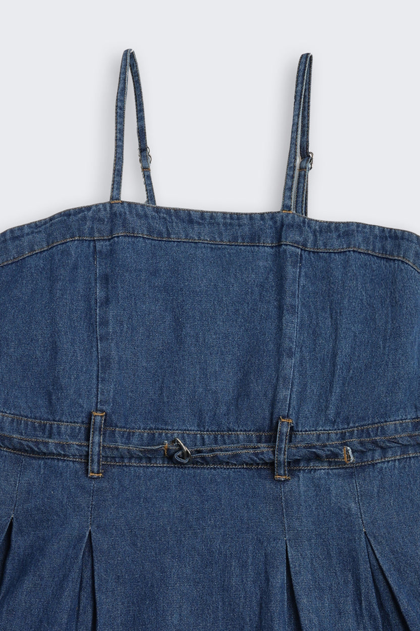 Navy Solid Regular Fit Denim Dress With T-Shirt for Tweens Girls - Image 7