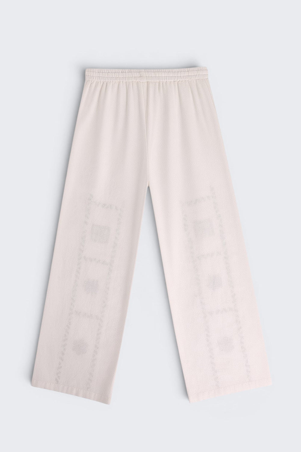 Off White Floral Regular Fit Pant - Image 3