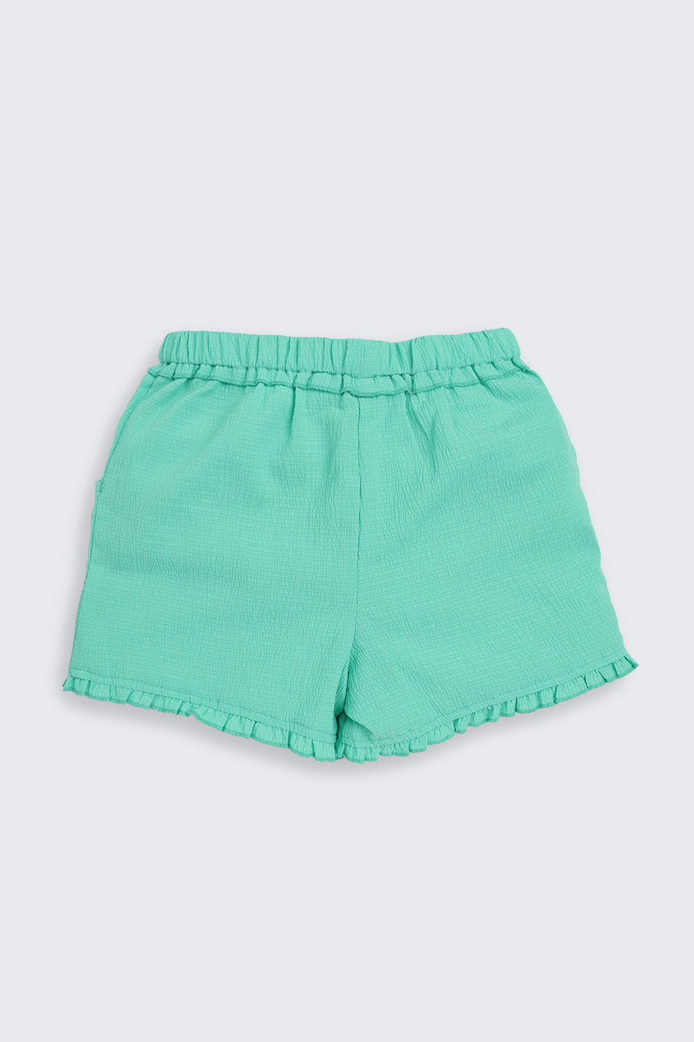 Green Solid Regular Fit Shorts for Girls - Image 3
